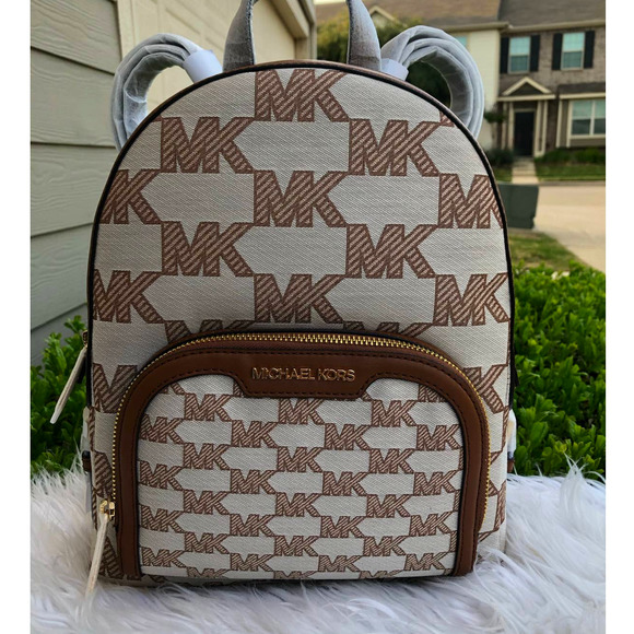 New Michael Kors Jaycee Medium Logo Zip Pocket Backpack - Picture 3 of 9